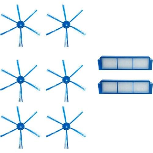 6X Side Brushes + 2X Hepa Filters for FC8007 FC8792 FC8794 FC8796 Vacuum Cleaner Robotic Replacement Spare Parts