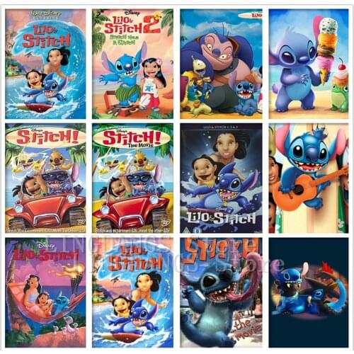 5D DIY Full Drill Diamond Painting Disney Lilo & Stitch Movie Poster Cartoon Scenery Diamond Mosaic Embroidery Home Decor Gift