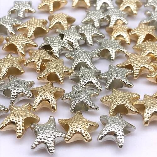 12*14mm 50/100pcs Loose Beads Spacer Starfish Sea European Bead Big Hole Plastic CCB Beads for Jewelry Making (not Metal)