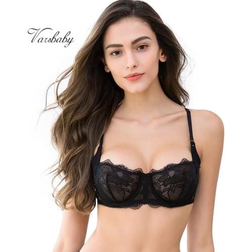 Varsbaby sexy 1/2 cup unlined underwire underwear transparent breathable lace ABCD cup bras