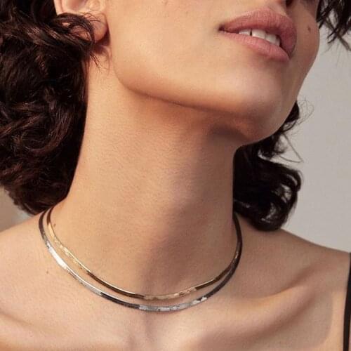 Wholesale 10pcs/lot Gold Plated Punk Girl Stainless Steel Snake Choker Chain Necklace Not Fade Easily