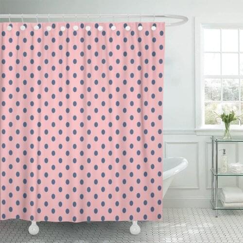 Blue Pattern Pink Polka Dot on Colorful Abstract Black Shower Curtain Waterproof Fabric 60 x 72 Inches Set with Hooks