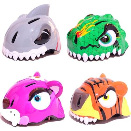 New Cycling Helmets for Child Cartoon Road Bike Helmet Safety Kids Toddler Pulley Crocodile Boys Girls Skating Racing Helmets