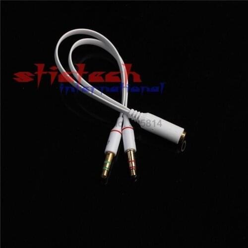 By dhl or ems 2000 pcs Headphone Mic Audio Y 3.5mm Female to 2 Male Splitter Cable Hot New Arrival