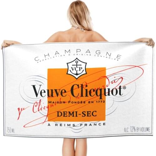 Veuve Clicquot Champagne Beach Towels, XL Bath Towels, Personalized Design, Sand Cloud Luxury Beach Towels_mystyj034