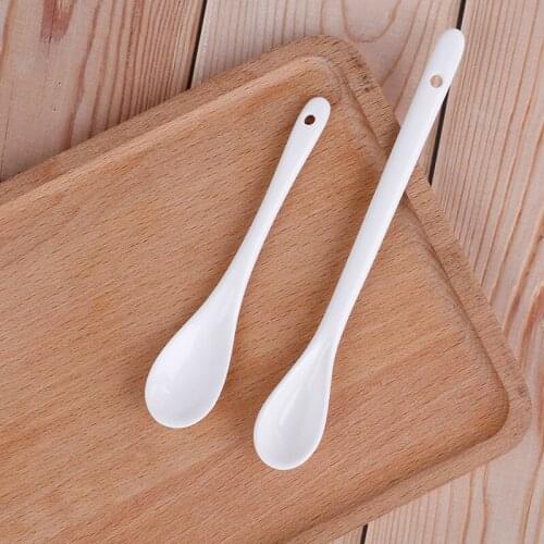 Elegant Large/Small Pure White Porcelain Spoons Mini Kitchen Bone Ceramic Tea Coffee Sugar Dessert Spoons