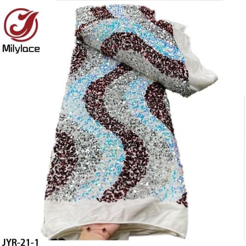French Lace Fabric with Sequins Velvet Fabric 2021 High Quality Velvet Lace African Lace Fabric for Wedding Sewing JYR-21