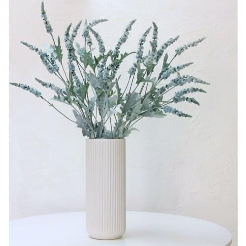 5Pcs Fake Plants Flocking Sage Home Decor Green Plant Wedding Flower Arrangements Bouquet Photography Props Artificial Plants