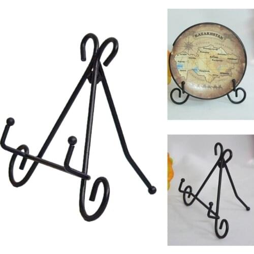 Wrought Iron Art Vertical Plate Shelf Dish Storage Rack European Style Display Stand Black Easel Plate Home Decoration