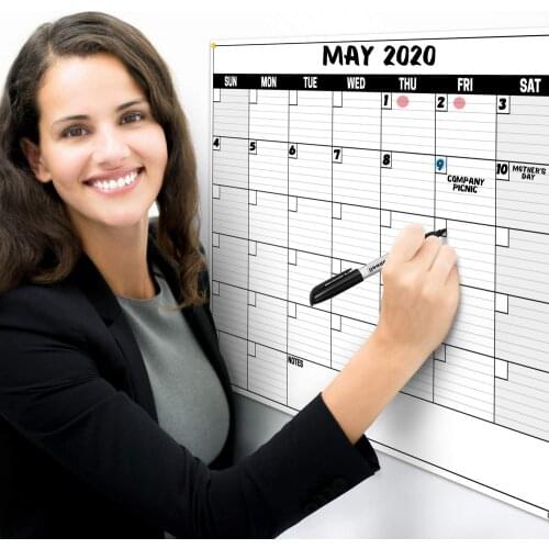 A2 Size Dry-Erase Calendar Board for Wall Sticker Office Monthly Calendar Sheet for Wall Month Planner Board 8pc Fine Tip Marker