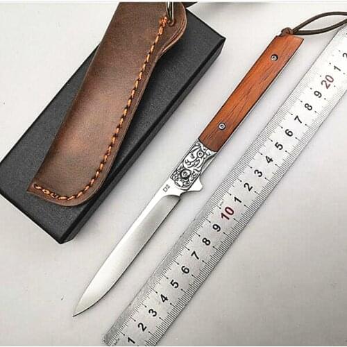 KESIWO KH18 Folding Knife D2 Blade Wood Handle Flipper EDC Pocket Utility Knife Outdoor/Camping/Survival/Tactical/Fishing Knife