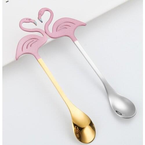 Creative Flamingo Coffee Spoon Stainless Steel Cake Dessert Ice Cream Tea Spoon Tableware