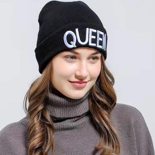 Fashion KING QUEEN Hip Hop Cap Embroidery knitted Caps Men Women Lover Couple Knitted Winter Beanies Hat Beanies casquette homme