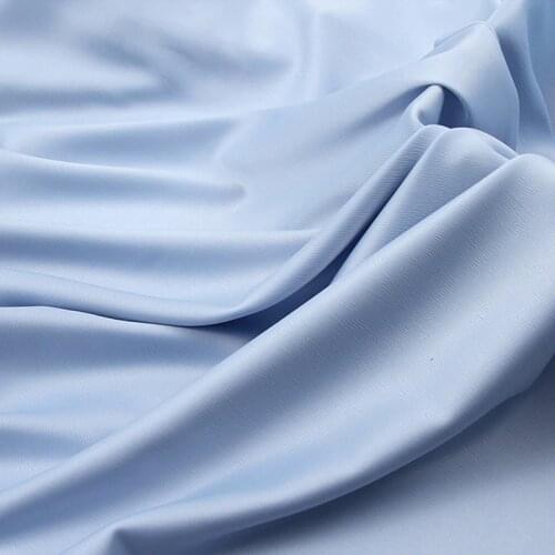 Soft Solid Light Blue Stretch Satin And Crepe Fabric For Dress Shirt, White, Black, Gray, Pink, Green, Burgundy, By The Meter