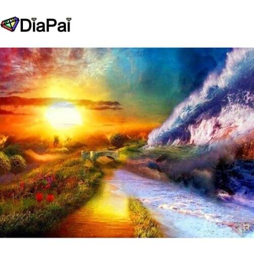 DIAPAI Art 5D Diy Diamond Painting "Sunset surf landscape" Diamond Pictures Cross Stitch 3D Rhinestone Embroidery Decor A26633