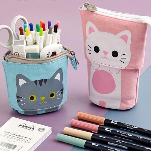 Flexible Big Cat Pencil Bag Fabric Quality School Supplies Stationery Gift Box Pencilcase Pencil Bag School Cute Pencil for Girl