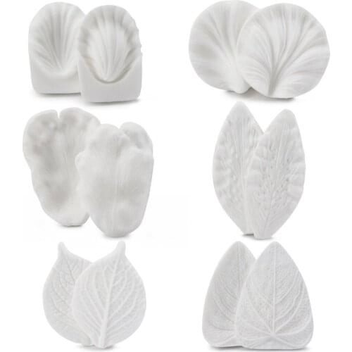 Silicone Petal Veiner Leaf Mold, 6 Sets Various Flowers Pattern Fondant Mold Chocolate Gum Paste Cake Decorating Tools
