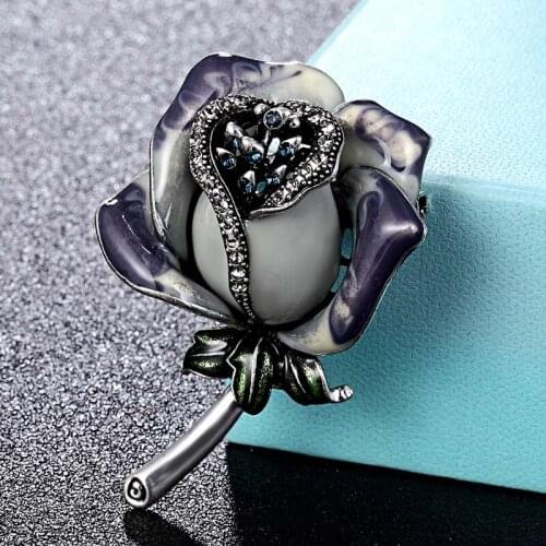 Zlxgirl jewelry brand red enamel Flower brooches for women Wedding bridal hijab accessory perfect rhinestone hijab scarf pins