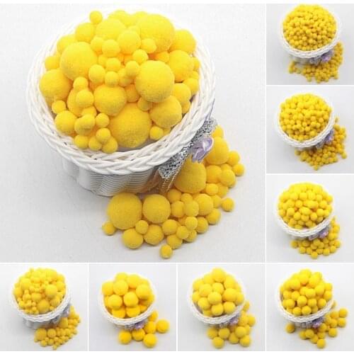 Yellow Pompom 8mm 10mm 15mm 20mm 30mm Pom Poms Ponpon Crafts Supplies DIY for Kids Toy Garment Sewing Home Wedding Decorations