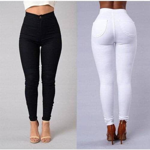 Women Sexy Leggings Fitness Casual Pencil Pants Trousers Solid Color High-Waist Denim Leggings For Walking Traveling Streetwear