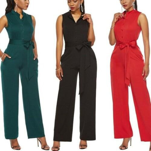 Women Jumpsuit Casual Loose Pants Summer Trim Sleeveless Rompers Playsuit Maxi Sexy Siamese Pants Fashion Party