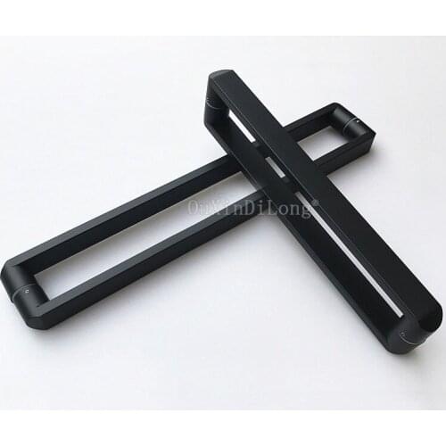 1PCS Matte Black Stainless Steel Double Shower Glass Door Handle Square Back-to-Back Bathroom Sliding Door Handle GF78