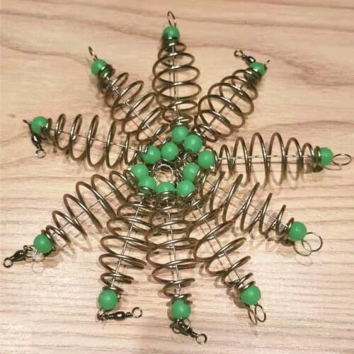 10 Pcs/Set Stainless Steel Feeder Fishing Tools Fishing Bait Spring Lure Inline Hanging Tackle Fishing Accessories