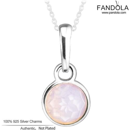 100% 925 Sterling Silver October Droplet Birthstones Pink Crystal Charms Beads for Jewelry Making Fits Original Bracelets Kralen