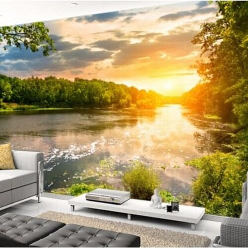Beibehang Custom wallpaper landscape, river sunset, 3D photo wallpaper bedroom living room TV wall wallpaper papel de parede