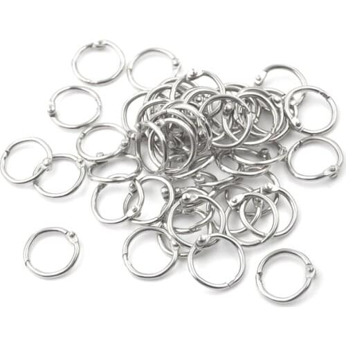 50Pcs Metal Ring Binder Staple Book Binder Albums Loose-leaf Book Hoops 15-80mm Loose Leaf Ring Keychain Office Binding Supplies