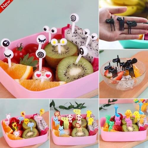 6-10pcs Children Snack Cake Dessert Food Fruit Forks Lunch Bento Accessories Party Decor Mini Animal Farm Cartoon Food Picks