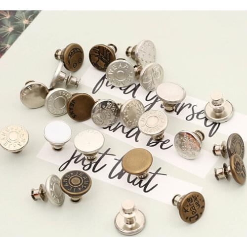 6Pcs Metal Buttons For Jeans Clothing Removable Adjustable Self Increase Reduce Waist, No Sewing Free Nail Twist Buttons
