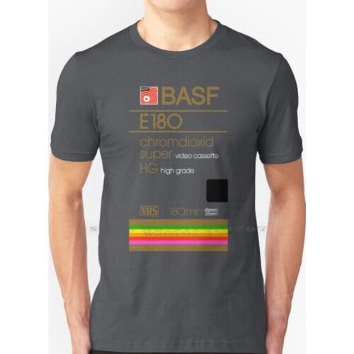 Basf E180 Vhs Tape T Shirt 100% Pure Cotton Basf E180 Vhs Cassette Tape Home Movies Video Cassette Vcr 80s Vintage Retro