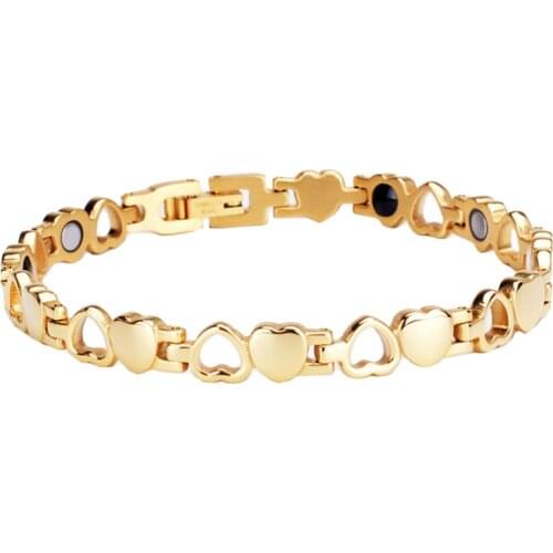 Multi Peach Heart Blue 6 Color Stainless Steel Pure Titanium Wholesale Bulk Jewelry Friendship Germanium Bracelet for Lady