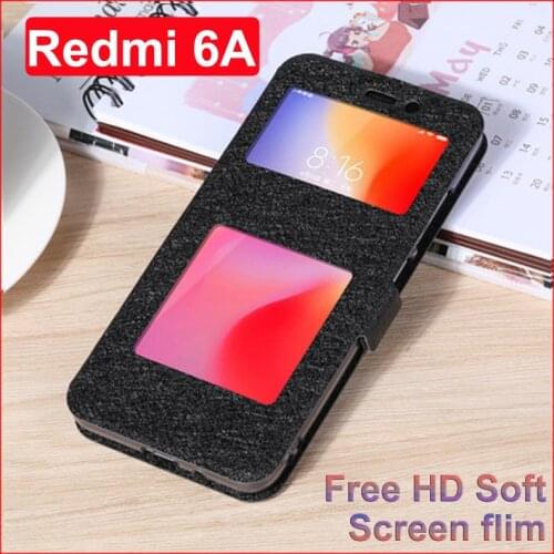 For xiaomi redmi 6A flip case For xiaomi redmi6A leather shell open window battery cover Redmi 6 A 6a 5.45" back cover cases