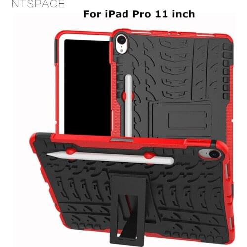 NTSPACE For Apple iPad Pro 11" Case PC + TPU Silicone Hybrid Armor Back Cover For iPad Pro 11 inch 2018 Case with Pencil Holder