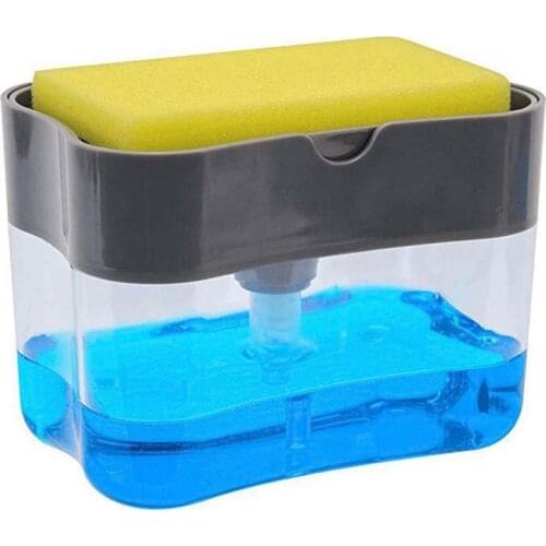 Soap Dispenser Soap Pump Sponge Caddy Kitchen 2-in-1 Manual Press Liquid Soap Dispenser Storage Box Bathroom Kitchen Accessories