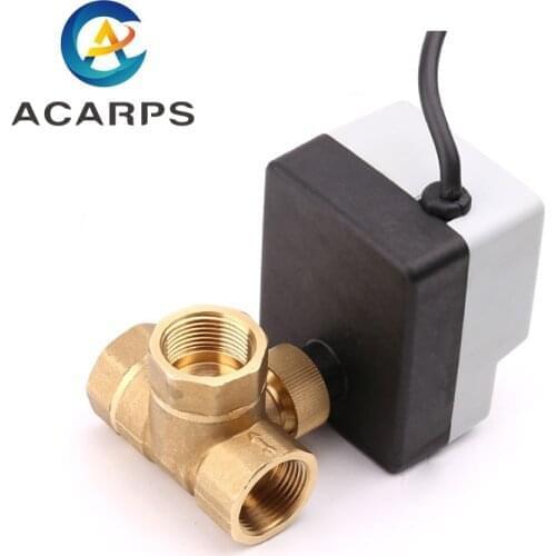 DN15 DN20 DN25 3 Way Motorized Ball Valve Electric Ball valve Three Line Two Control AC220V Ball valve With Manual Switch