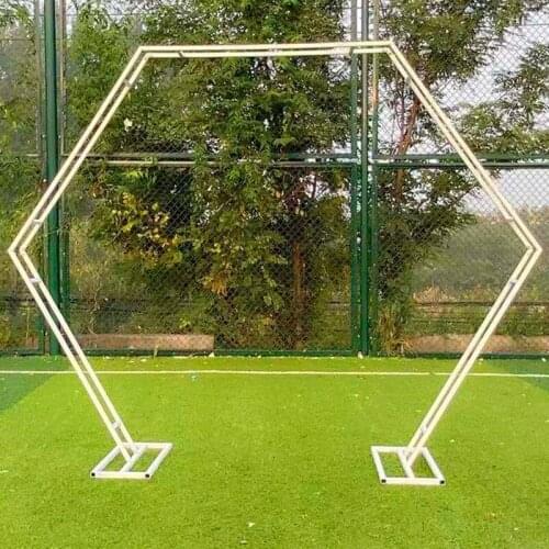 Double Pentagon Arch Frame Metal Square Wedding Arch Base Pole Stand Display Set Prom Garden Flowers Decoration Party Supplies