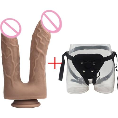 Huge Double Dildos Double Penetration Vagina and Anus Soft Penis Realistic Dick Sex Toys Phallus Double Headed Dildo for Women