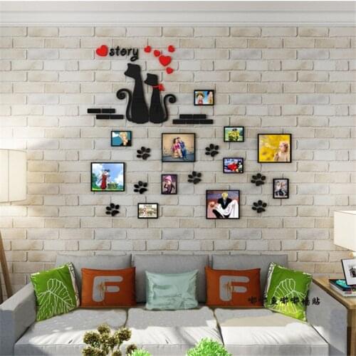 Cat Footprint Family Photo Frames DIY Acrylic Wall Sticker Decals Home Decor Living Room Wall Posters Bedroom Wallpaper XS/S/M/L