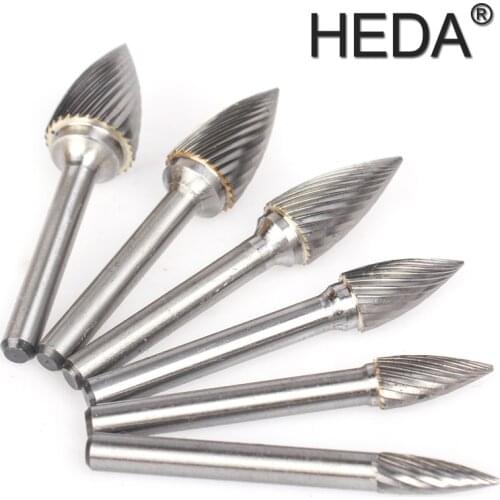 G-Series Single-Cut Tungsten Carbide Burr Bit Rotary Files Engraving Heads Hand Tools 6Pcs Set For Grinding Metal Wood Carving