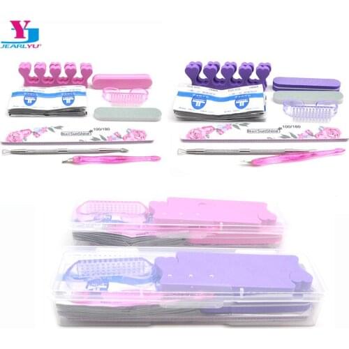 Nail Art Tools Cuticle Pusher Remove Wrap Cap Clip Nail Polish Remover Cotton Wipe UV Gel Stainless Steel Manicure Set With Box