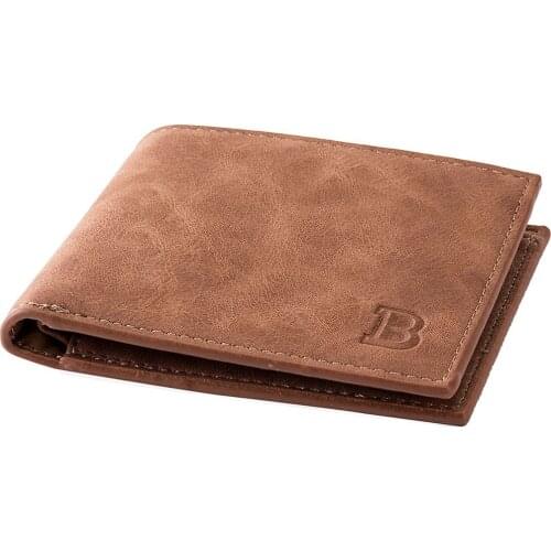 Mens Mini Zipper Short Horizontal Billfold Wallet Coffee Pu Leather Wallets Clip Money Vintage Luxury Card Holder Clutch Purse