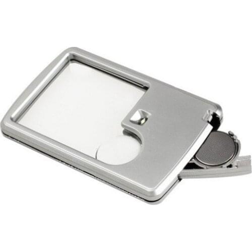 88*57*9mm Credit Card Led Magnifier Loupe With Light Leather Case Magnifying Glass Ultra-Thin Portable Square With LED Light