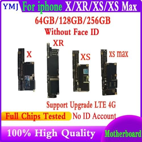 Original Unlocked For iPhone x xr xs max 11 pro max Motherboard no Face ID,Free iCloud full Chips Logic Board Support ios update