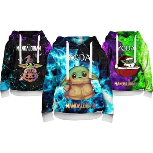 Baby Yoda Cute Unisex Hoodies Sweatshirt Funny Cartoon Hoodies for Boys Girls Casual Tops Disney 3d Print Sweatshirt Pullover