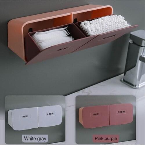Multifunctional Storage Box Wall-Mounted Cotton Swab Cotton Storage Box Small Object Storage Box Household Dathroom Storage Box