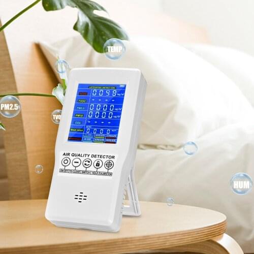 Air Quality Monitor Accurate Tester For CO2 Formaldehyde(HCHO) TVOC PM2.5/PM10 Professional Air Gas Detector With Real Time Data