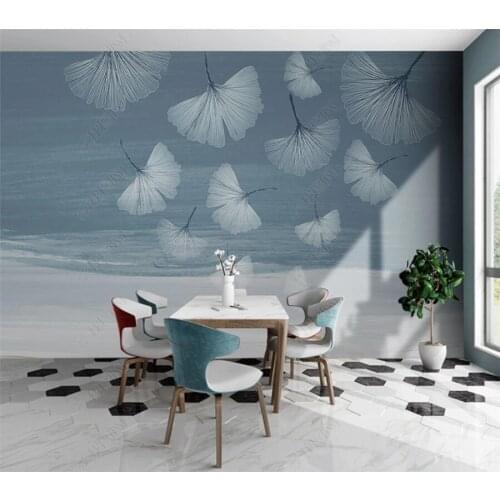 Xuesu Custom wallpaper wall covering Nordic modern abstract hand-painted plant leaves creative living room TV background